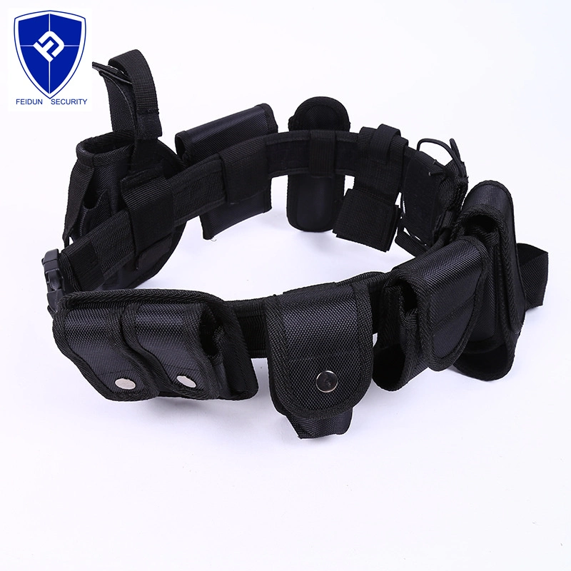 Police Military Army Style Multifunctional Training Guard Utility Kit Duty Belt Black Tactical Security Belt Waist Support with Pouch Set