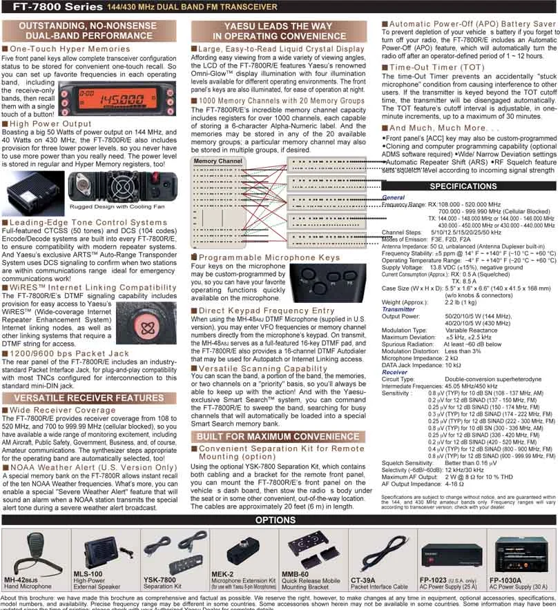 Dual Band Car Radio Ft-7900r Mobile Radio