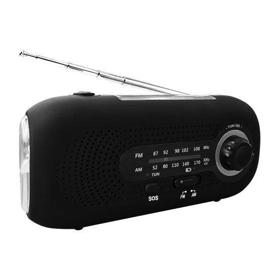 Radio météo solaire Am/FM auto-alimentée à manivelle d'urgence avec lampe de poche LED 2000mAh batterie externe pour la Charge de téléphone portable