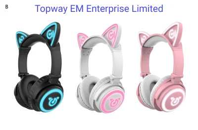 Le casque d'oreille de chat clignotant Bluetooth avec le casque de haut-parleur Super Bass a un certificat PSE MSDS